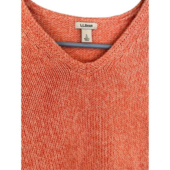 L.L Bean salmon pink Sweater Cotton Knit V Neck sz S Valentine’s Day - Picture 7 of 9